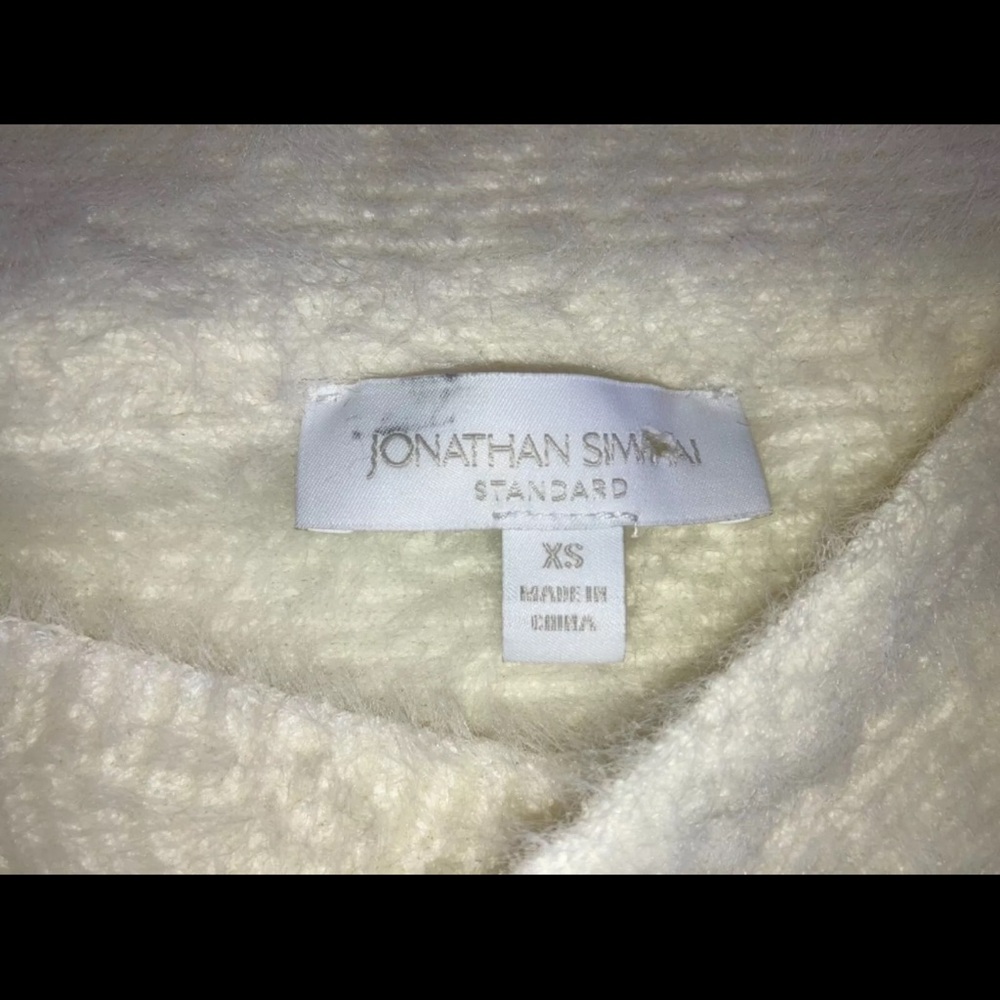 JONATHAN SIMKHAI STANDARD Aiden Fuzzy Knit Off Shoulder Top in Ivory XS $324 - Picture 5 of 6